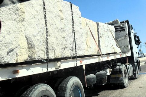 Raw blocks selected at the quarry